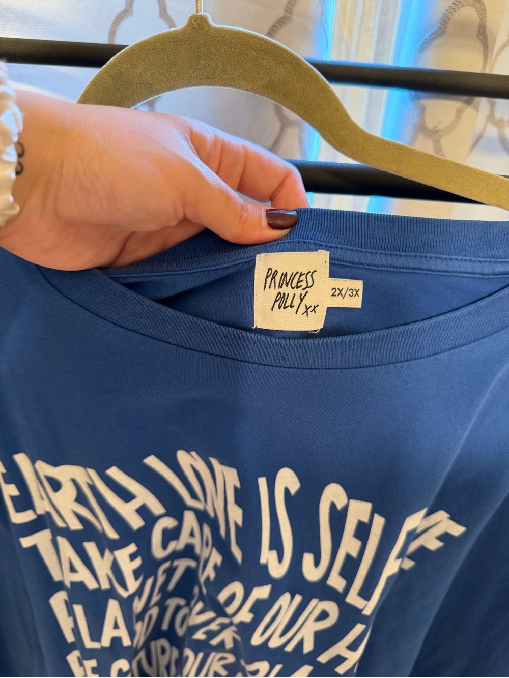 Princess Polly Royal Blue Tee with White Slogan
